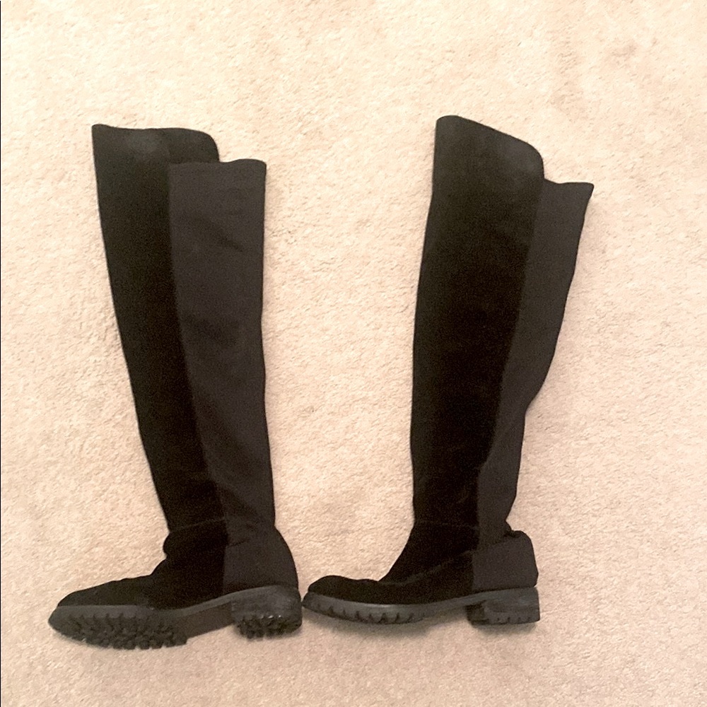 Black suede over the knee boots